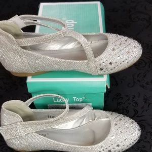 Girl's Silver Rhinestone Mary Jane Shoes